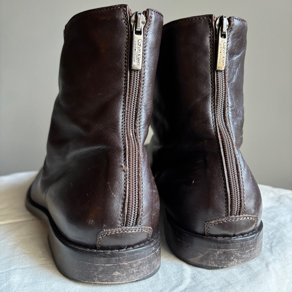 Leather Zip Ankle Boots Calvin Klein Collection Italy Men’s 8/Women’s 10 (EU 41) - Picture 5 of 8